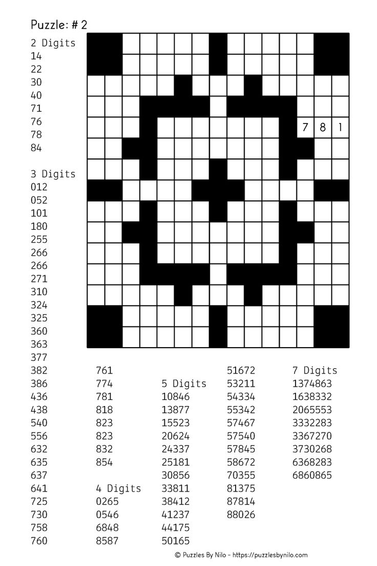 Number Crossword Puzzles Printable Fill In Number Crossword Puzzles