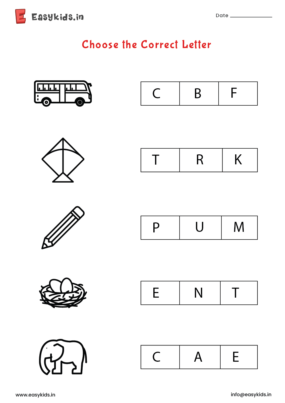 Nursery English Worksheets EasyKids in