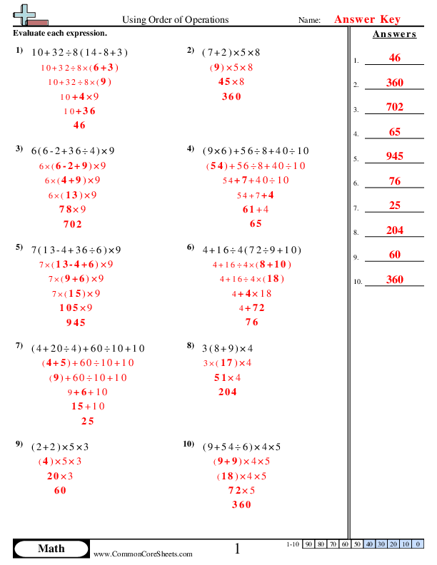 Order Of Operations Worksheet Top Teacher Worksheets Library