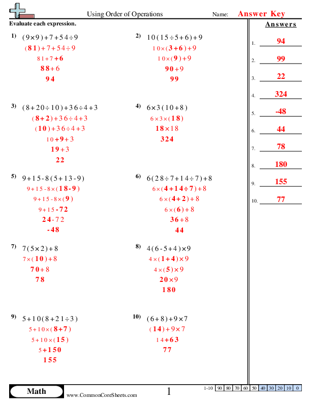 Order Of Operations Worksheets Worksheets Library