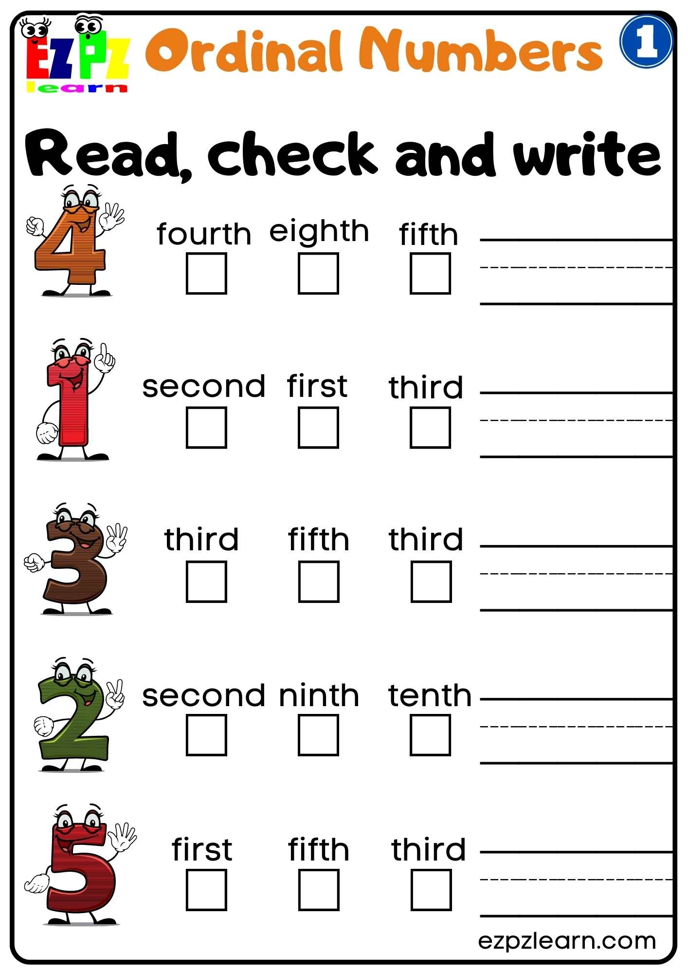 Ordinal Numbers Worksheets Worksheets Library