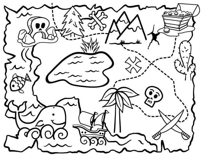 Pirate Treasure Map Coloring Page Coloring Book 