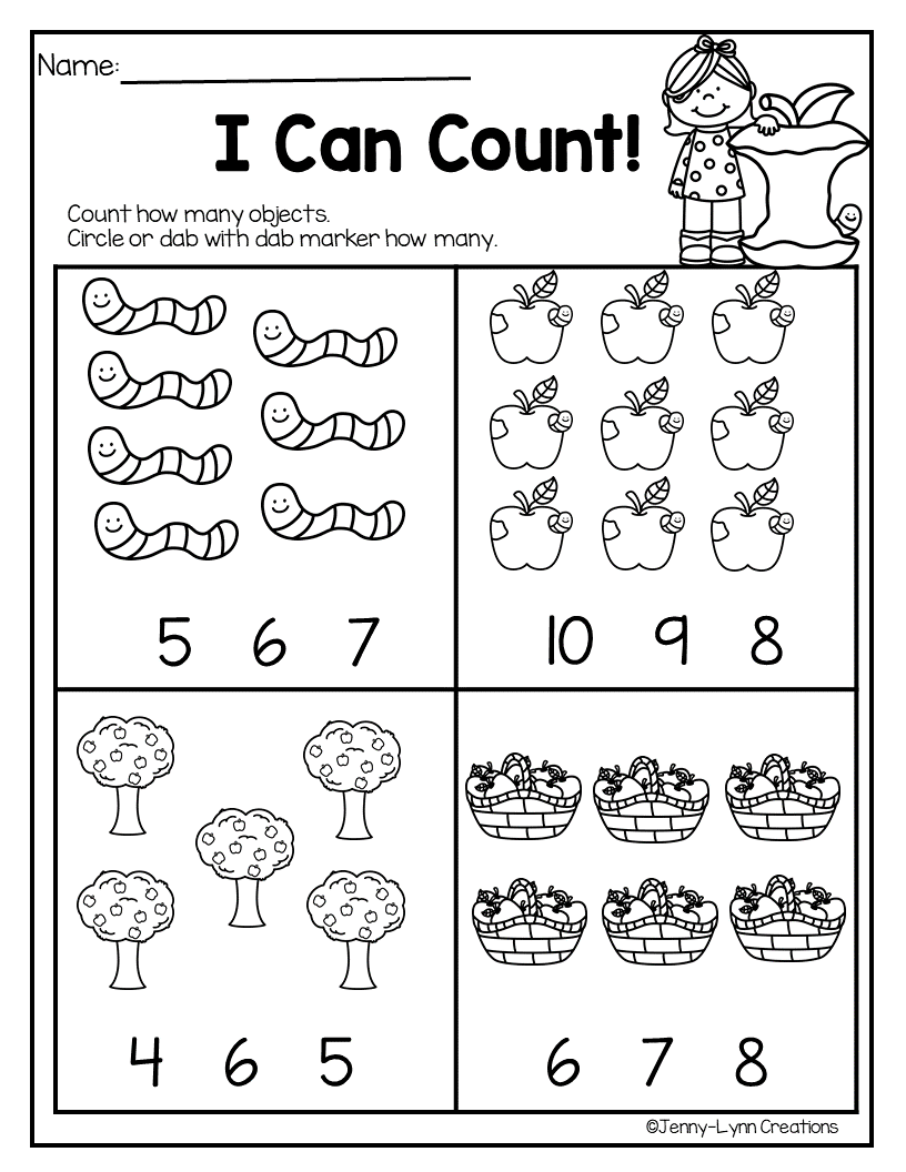 Pre K September Math Literacy Worksheets Library