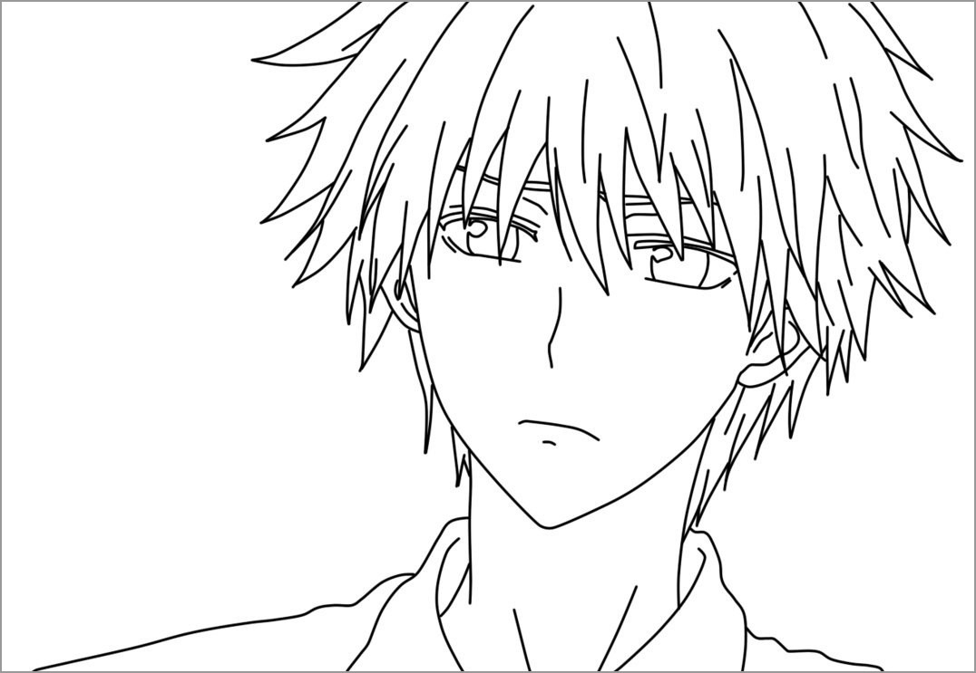 Printable Anime Boy Coloring Page ColoringBay