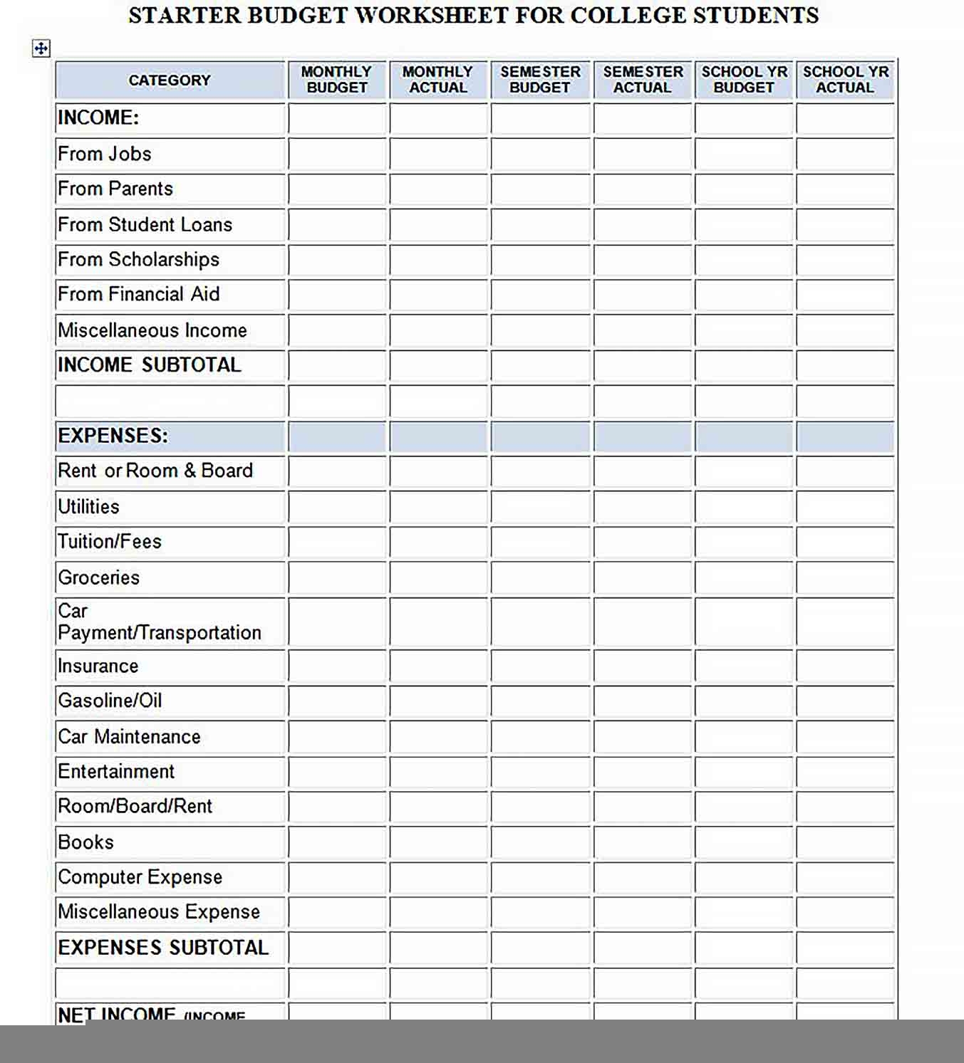 Printable Budgeting Worksheets Printable Worksheets