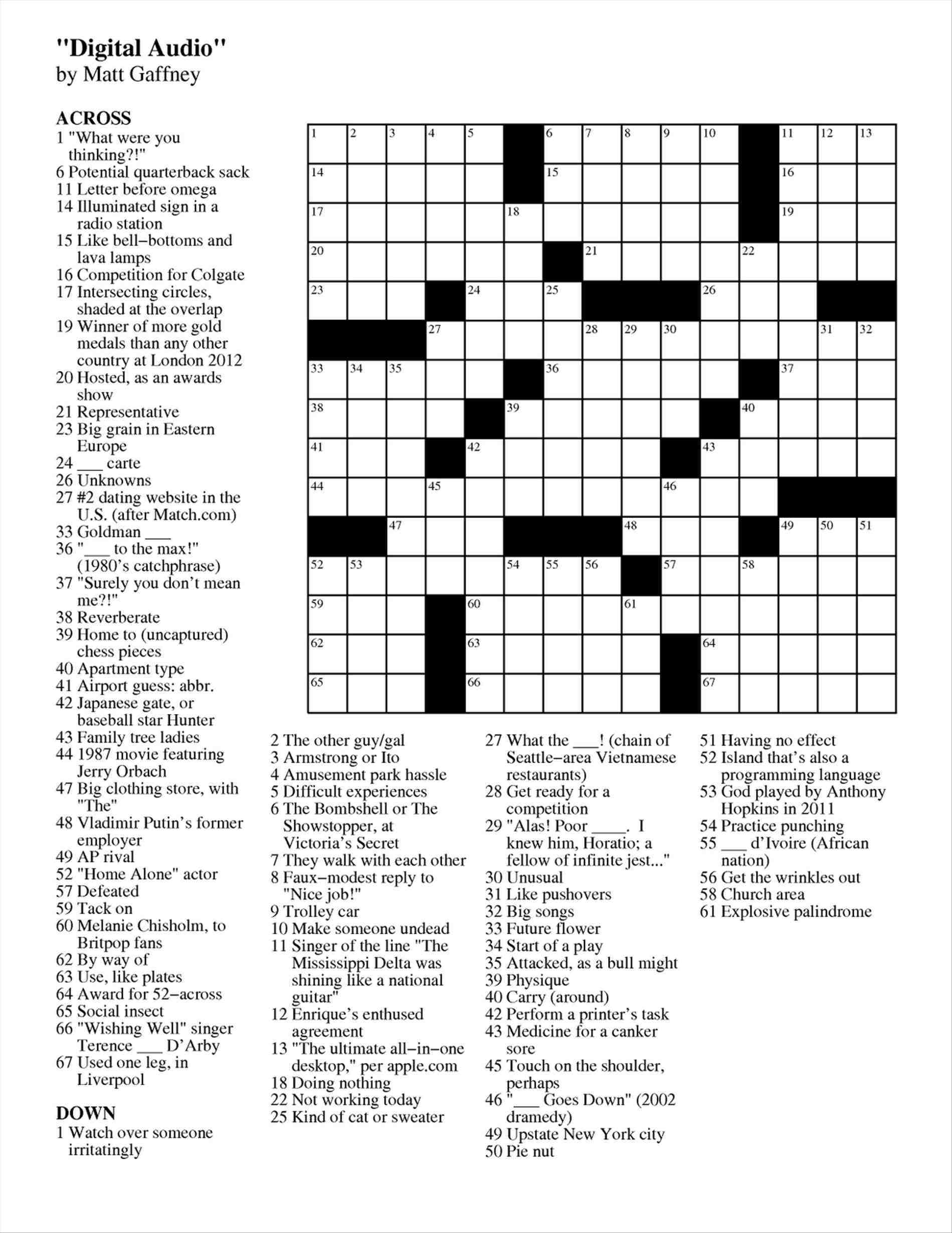 Printable Car Crossword Puzzles Printable Crossword Puzzles