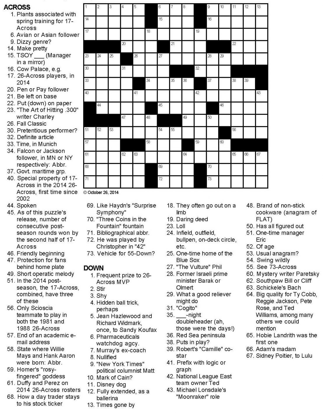 Printable Crossword Puzzle Adults Printable Crossword Puzzles