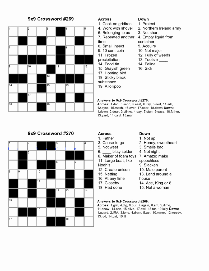 Printable Crossword Puzzles For Young Adults Printable Crossword Puzzles