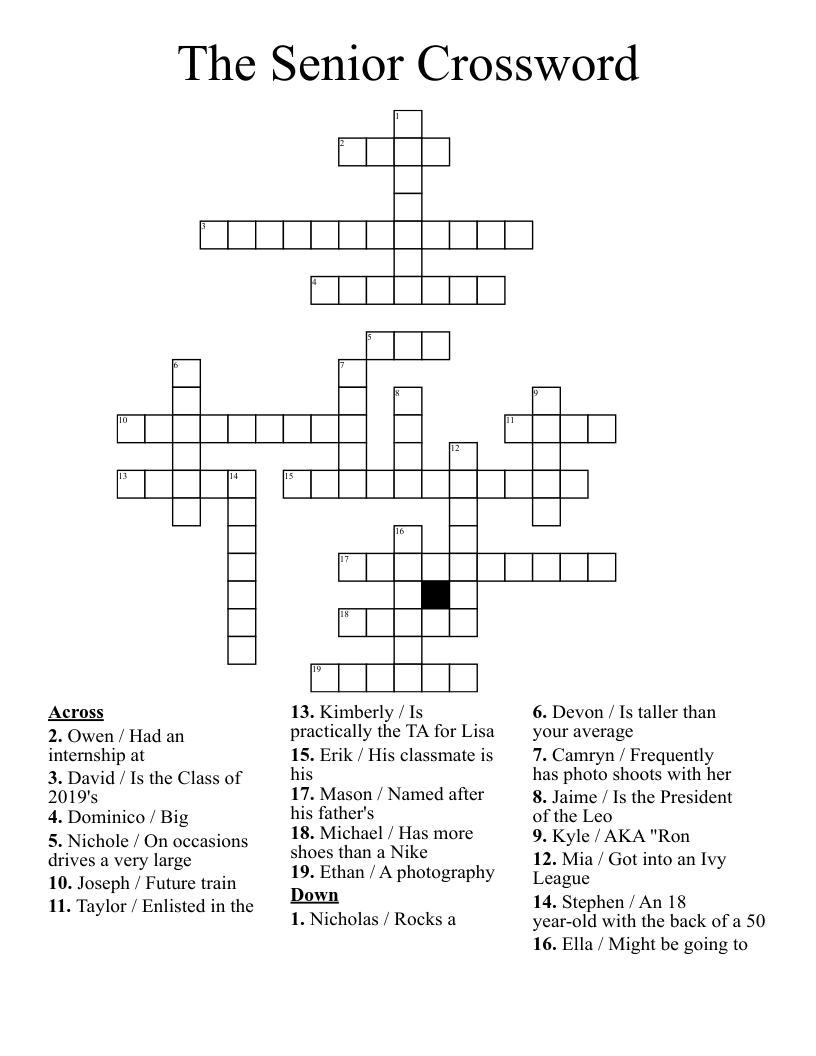 Printable Crosswords For Seniors