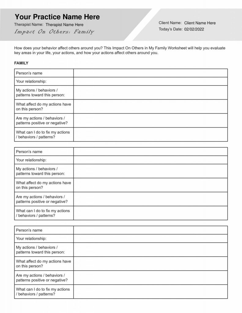 Printable Family Therapy Worksheets Fill And Sign Printable 