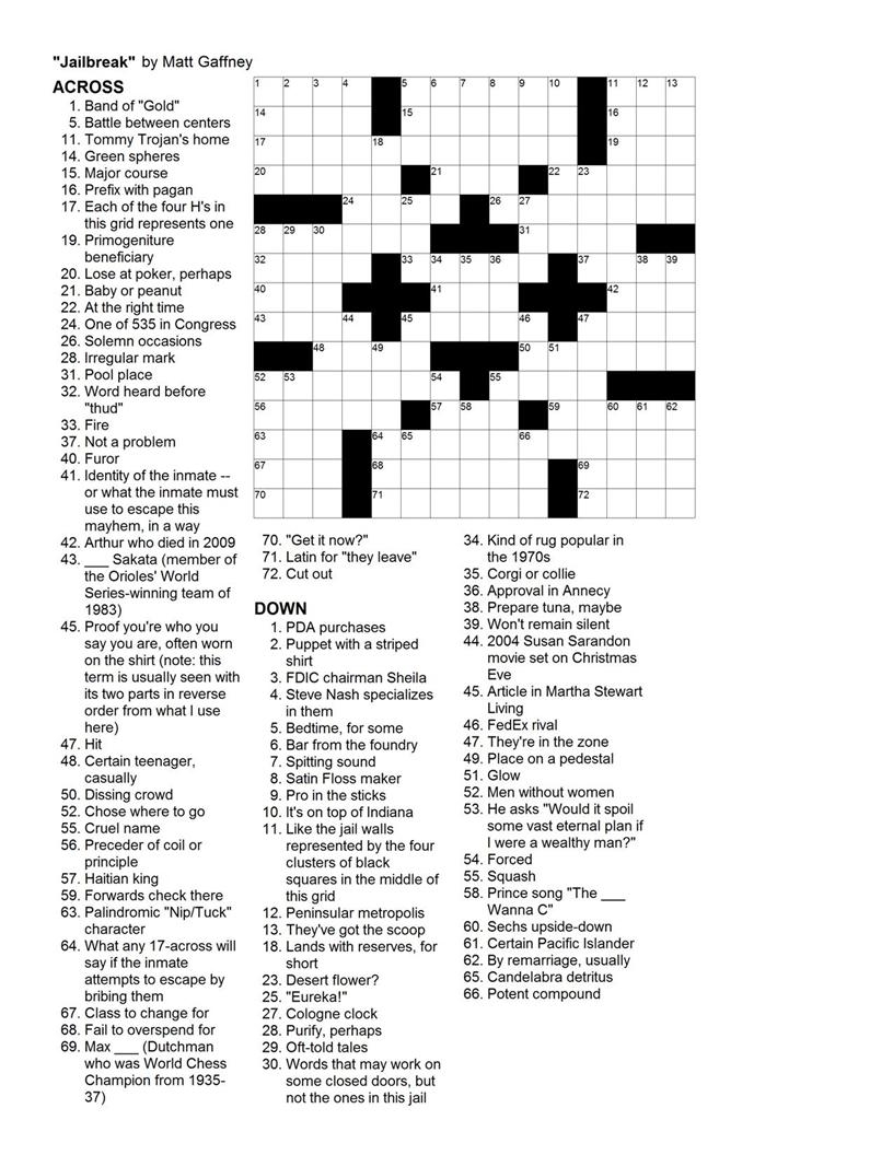 Printable Frank Longo Crossword Puzzles