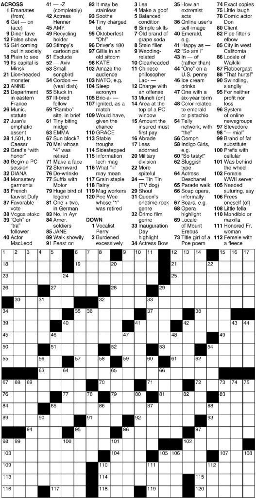 Printable Large Print Easy Crosswords Seniors Printable JD