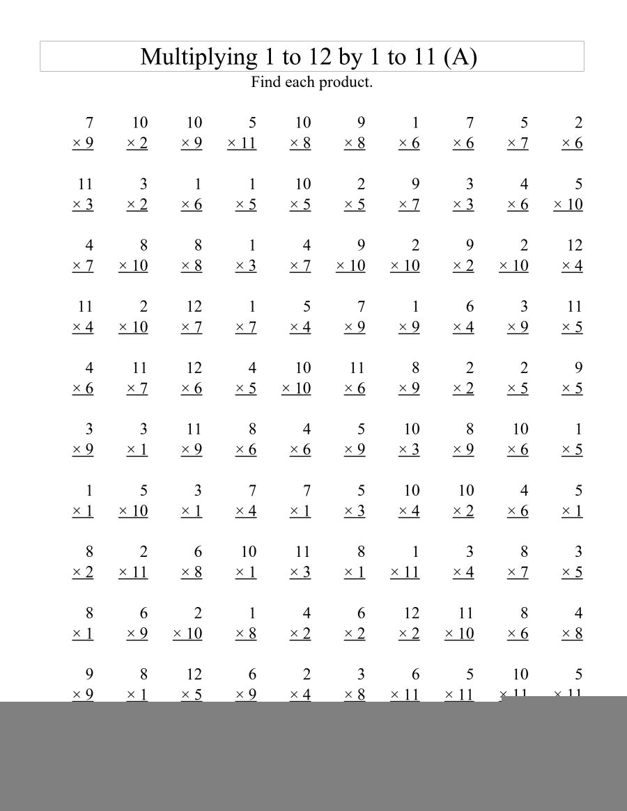Printable Multiplication Worksheets 1 12 Printable Worksheets