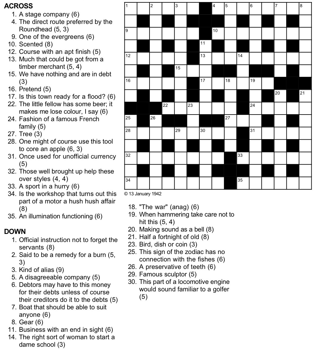 Printable Newspaper Crossword Puzzles For Free Free Printable