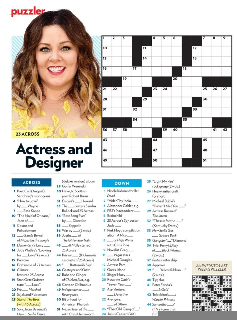Printable People Magazine Crossword Puzzle Printable JD