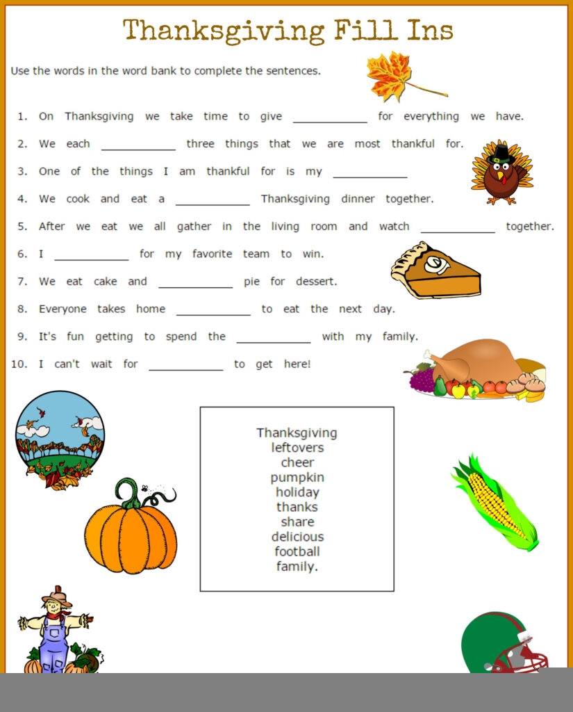 Printable Thanksgiving Worksheets Pdf Printable Worksheets