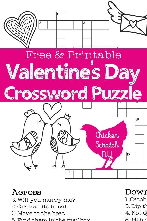 Printable Valentine S Day Crossword Printable Word Searches