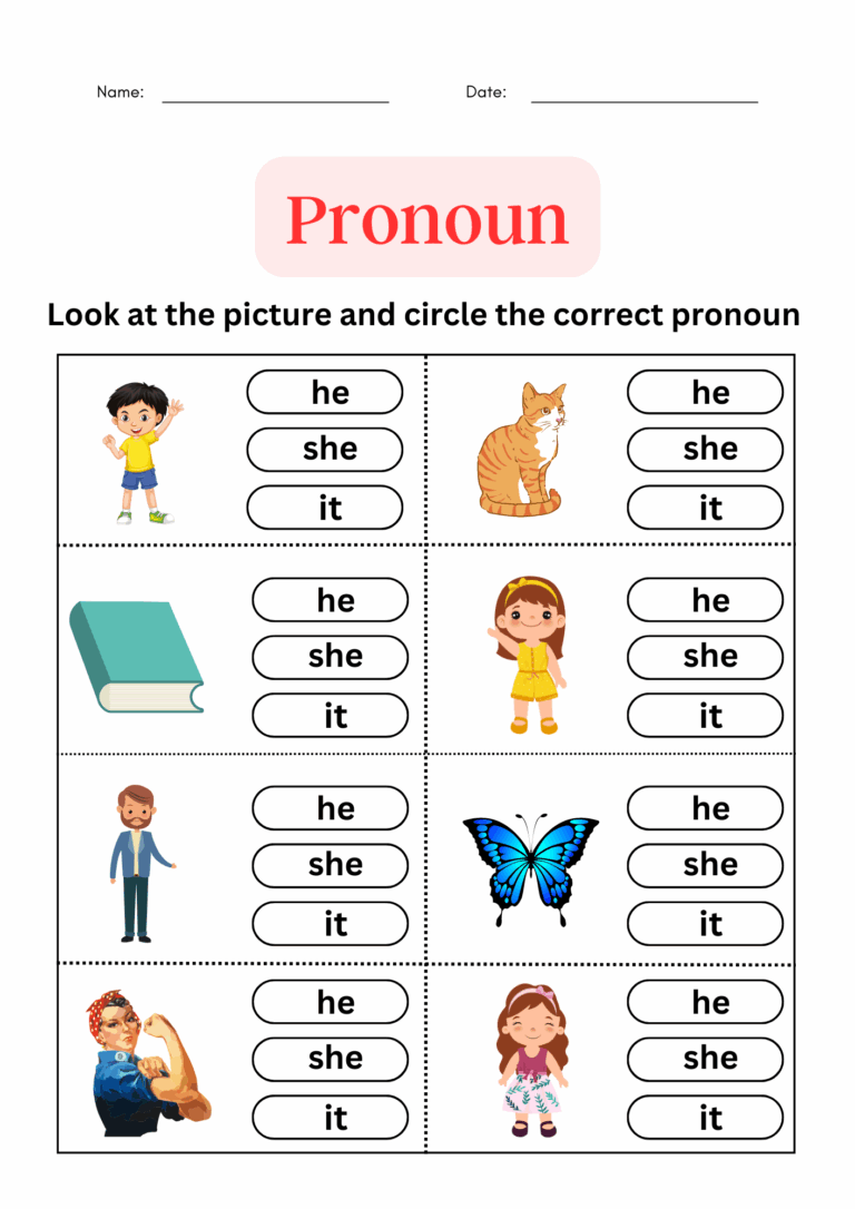 Pronoun Worksheet For Class 2 Printable Coloring Free