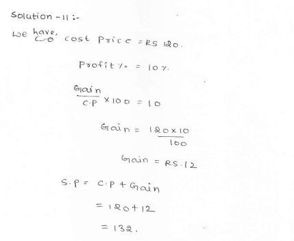 RD Sharma Class 7 Solutions Chapte 12 Profit And Loss Exercise 12 1 Q 