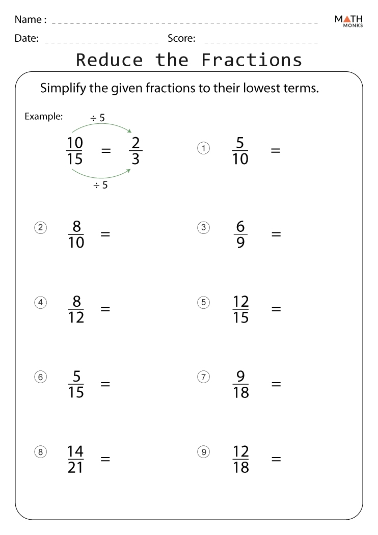 Reducing Fractions Worksheets Math Monks Worksheets Library