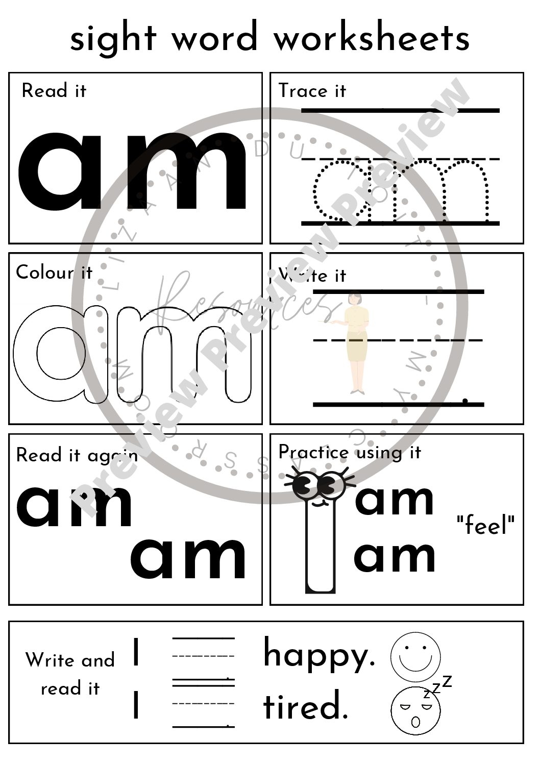 Sight Word My Worksheet Worksheets For Kindergarten