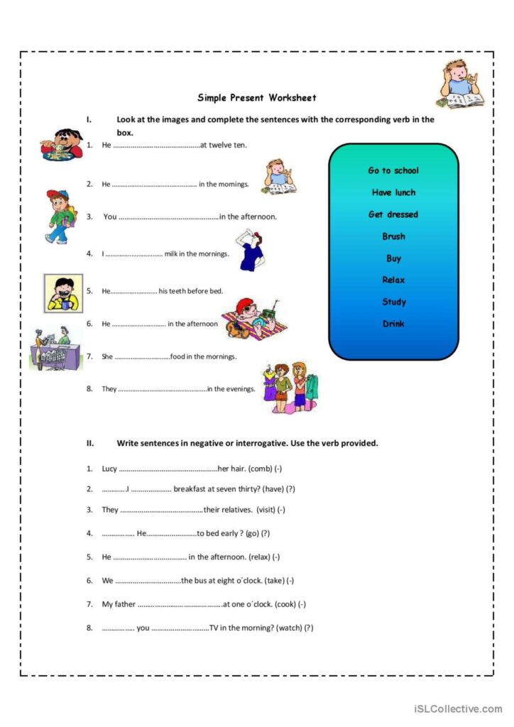 Present Simple Worksheet - Printable Coloring Free