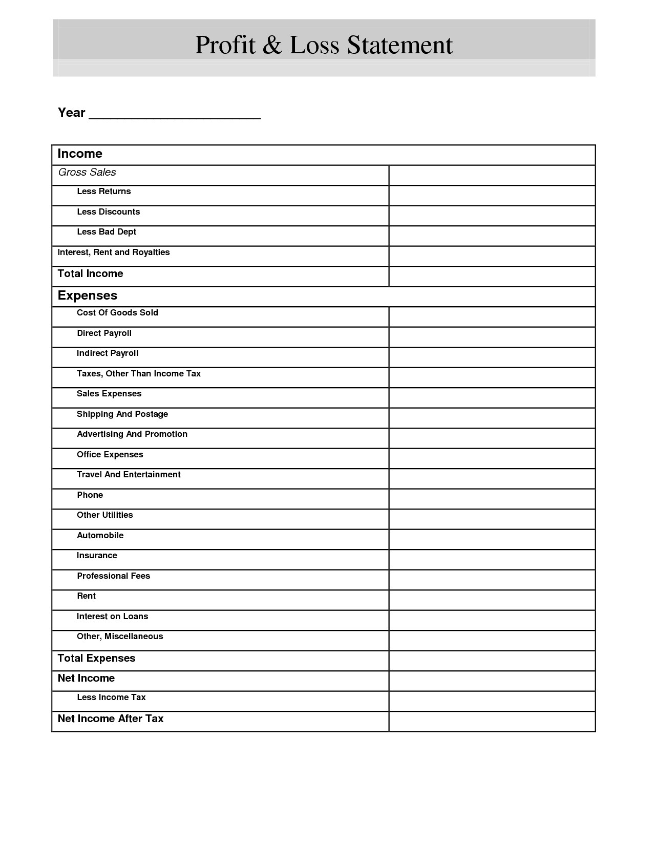 Simple Profit Loss Spreadsheet Pertaining To Luxury Simple Profit And 