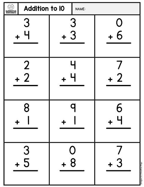 Single Digit Addition Worksheets Superstar Worksheets