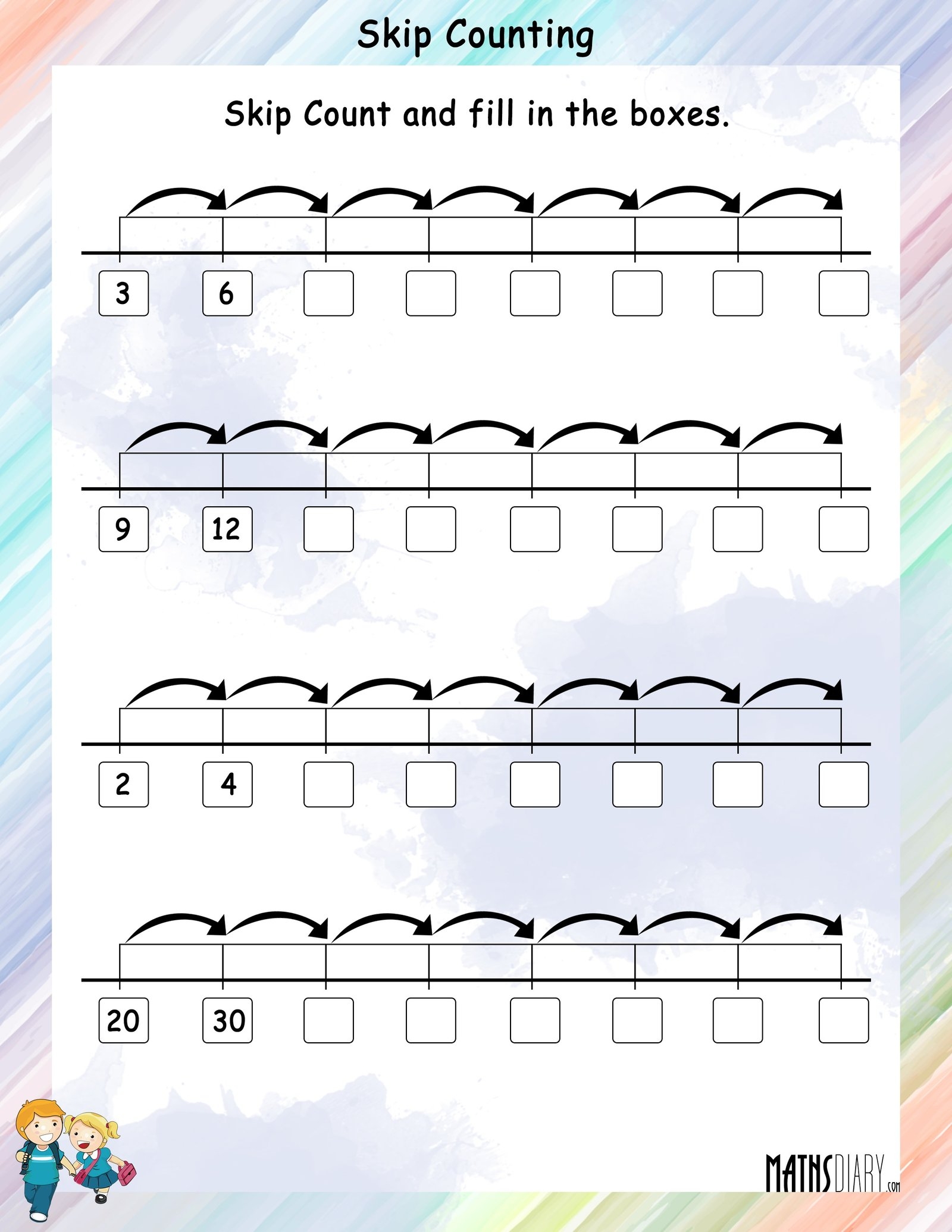 Skip Counting Worksheets Math Worksheets MathsDiary