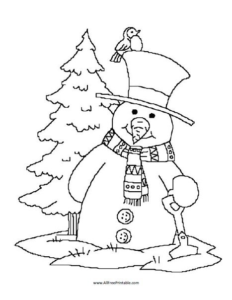 Snowman Coloring Page Free Printable