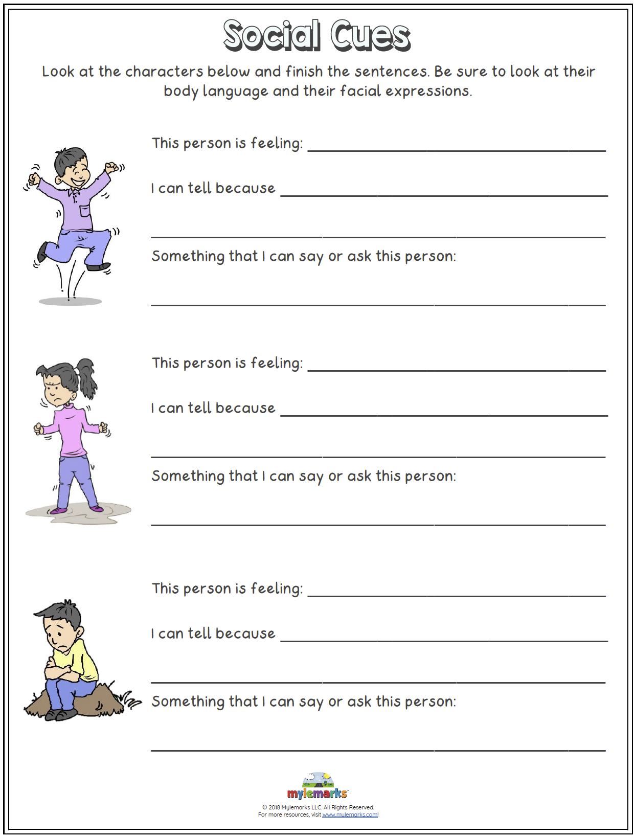 Social Skills Worksheets And Activities Printable Social Emotional 