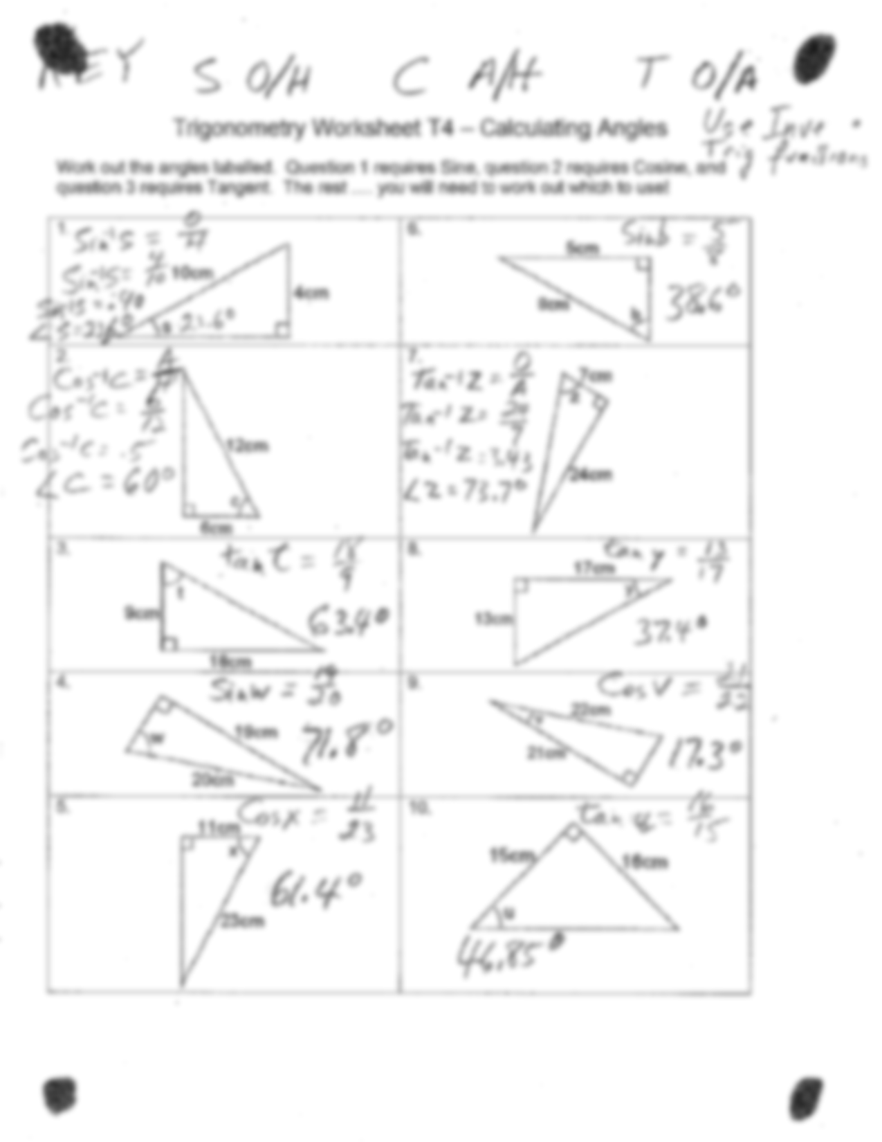 SOLUTION Trigonometry Worksheet Calculating Sides Studypool