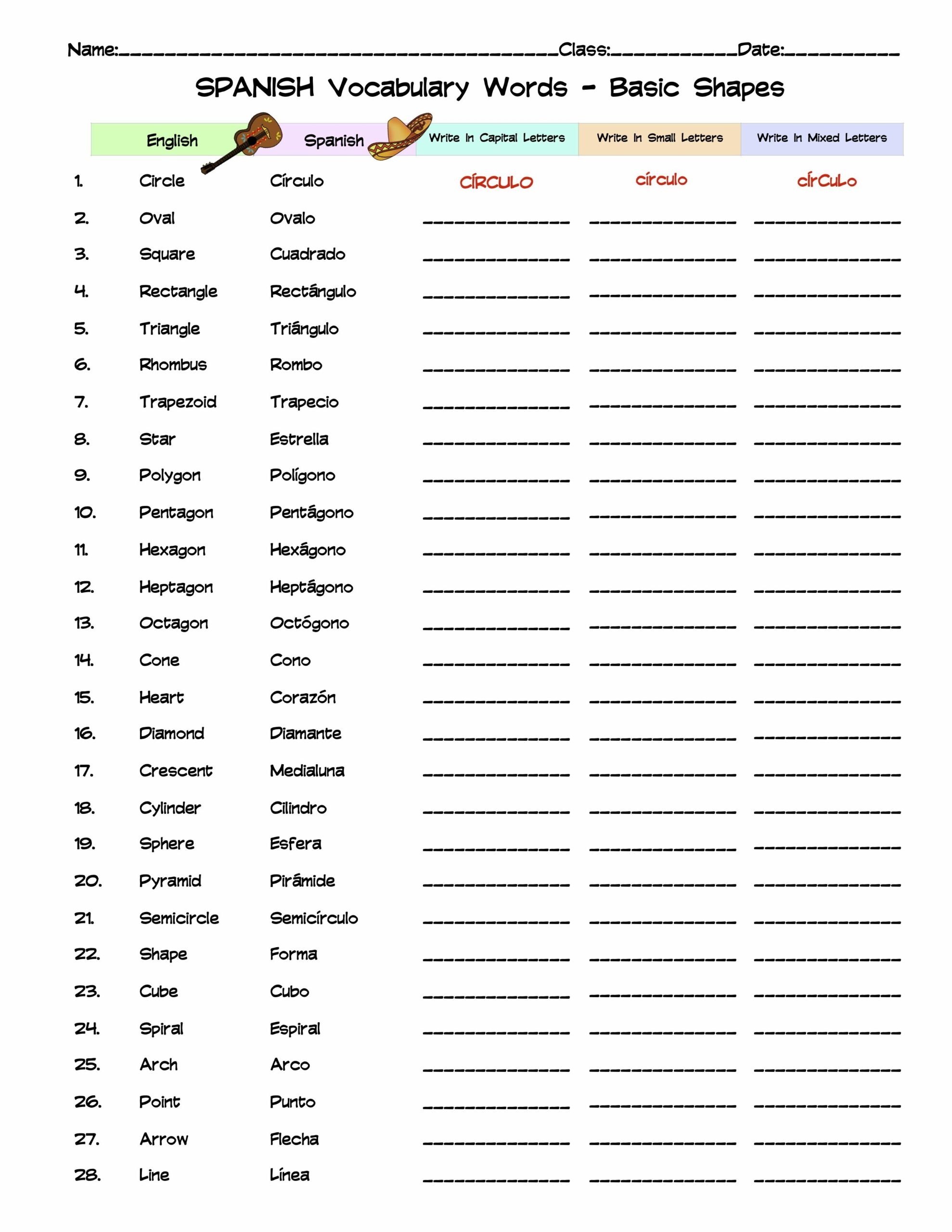 Spanish Learning Worksheets Worksheets For Kindergarten