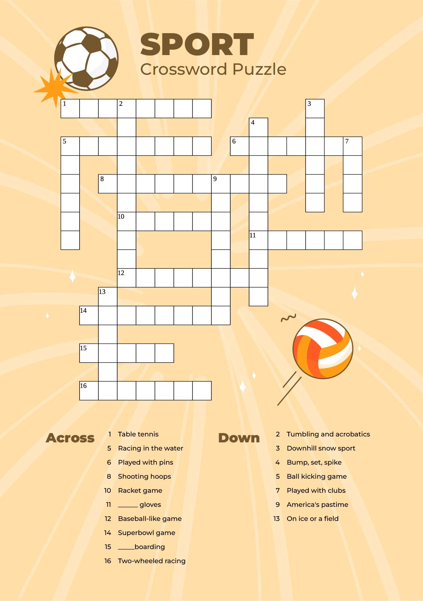 Sports Crosswords Printable