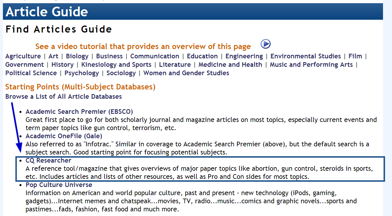 Spotlight On CQ Researcher Undergraduate Library Blog University Of 