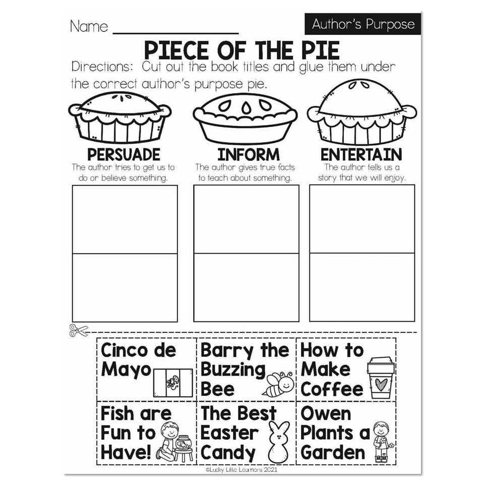 Spring Early Finishers 1st Grade ELA Authors Purpose Piece Of 