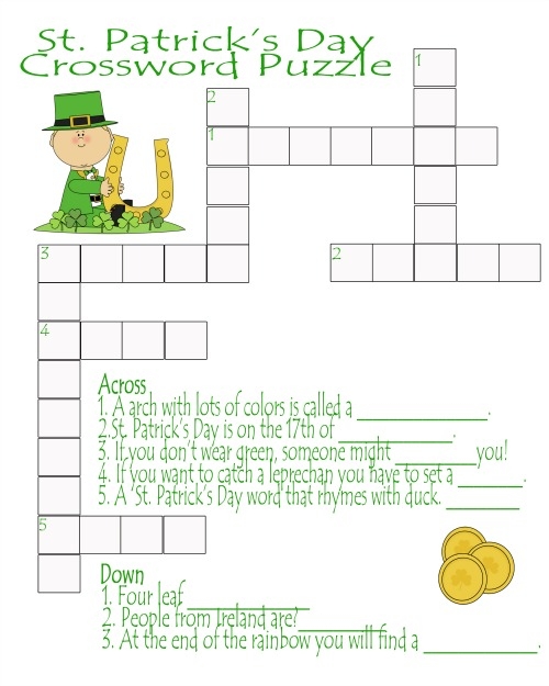 St Patrick 39 s Day Crossword Puzzle Printable Making Of A Mom