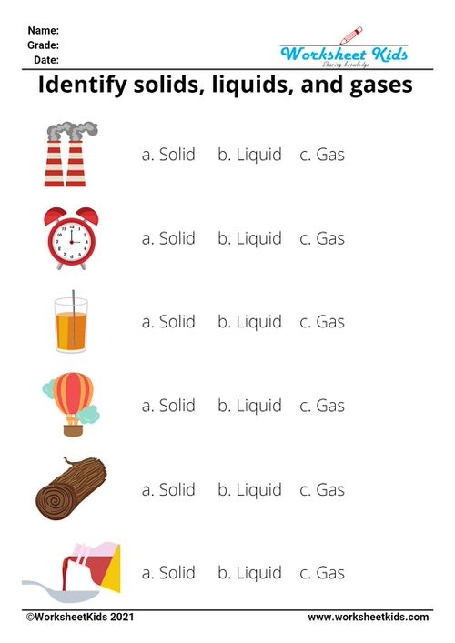 States Of Matter Worksheets Solid Liquid And Gas Free 