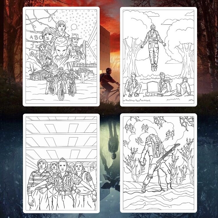 Stranger Things Colouring Pages printable Hobbies Toys Stationery 