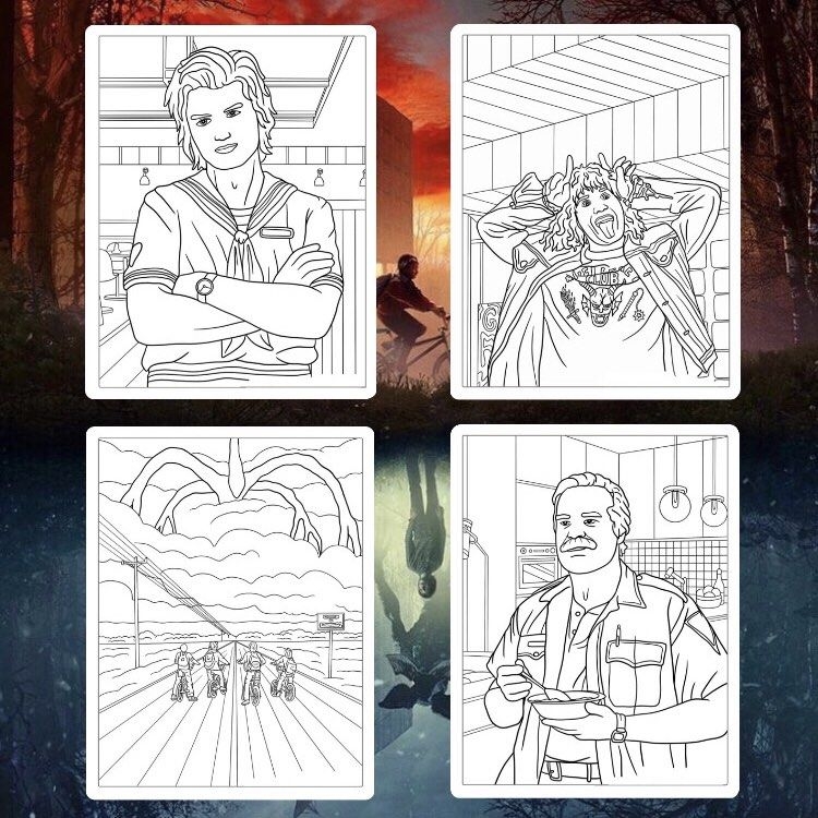 Stranger Things Colouring Pages printable Hobbies Toys Stationery