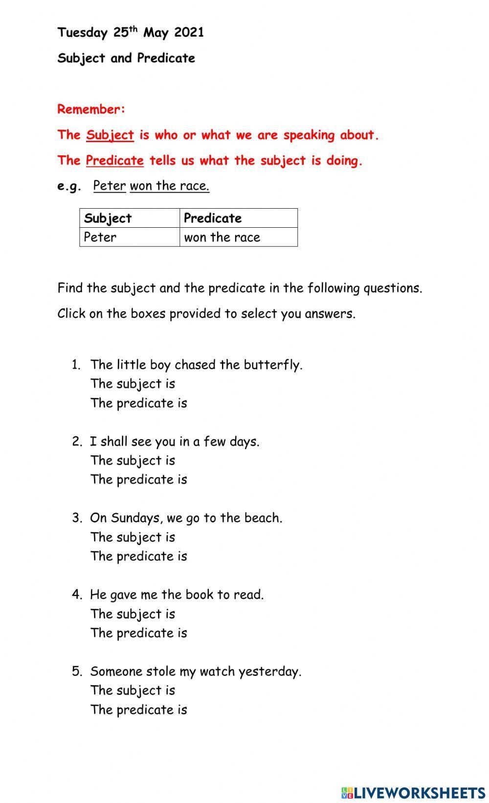 Subject And Predicate Worksheets By Mr And Mrs Brightside Worksheets