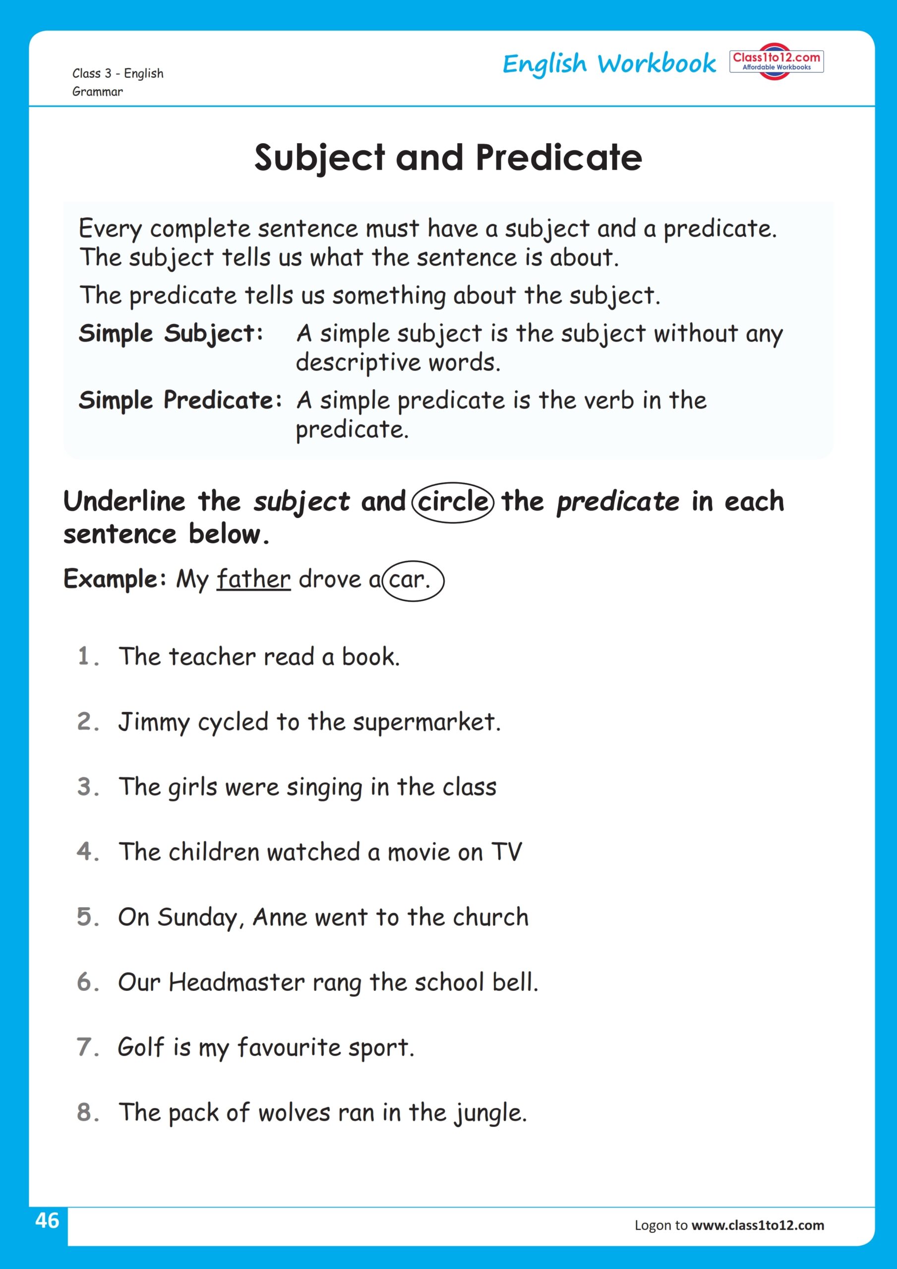 Subject And Predicate Worksheets Worksheets Library