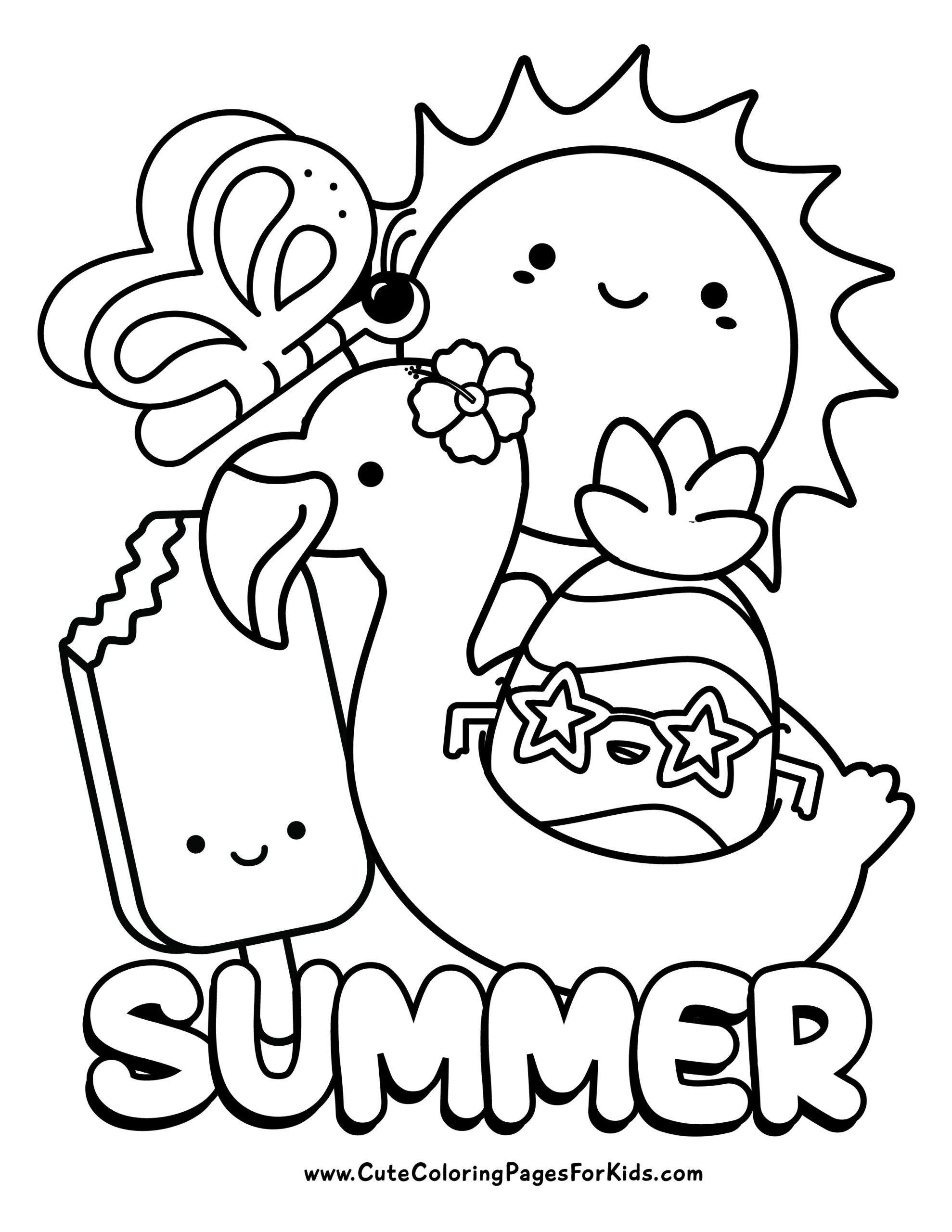 Summer Coloring Pages 10 Free Printable PDF Downloads Cute Coloring 