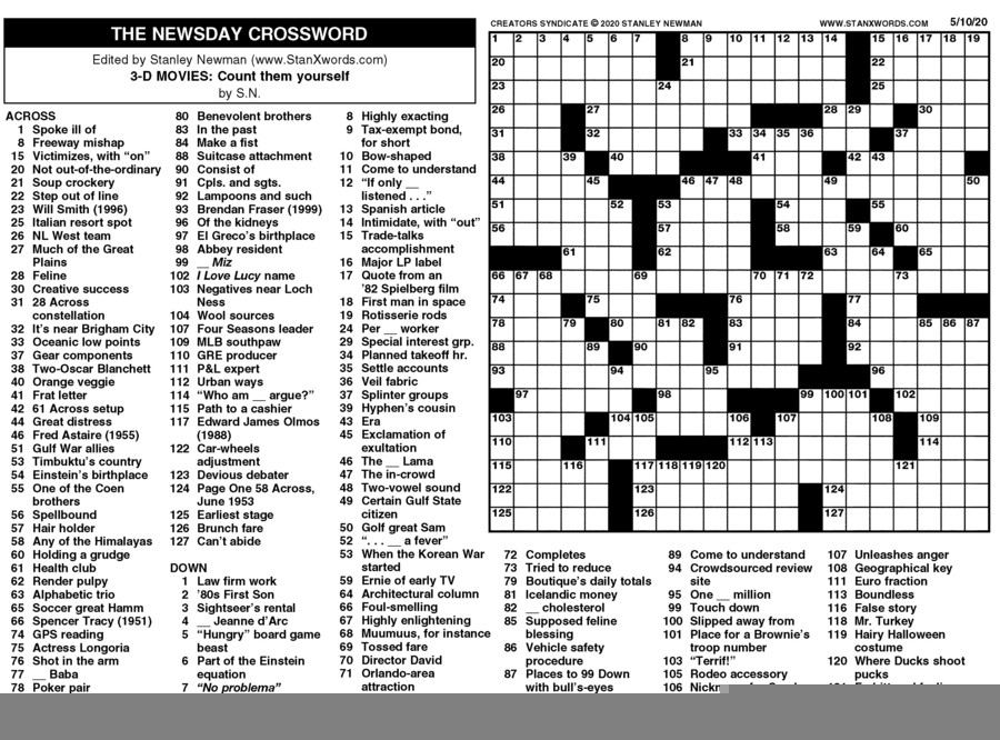Sunday Crossword Puzzles To Print Printable Crossword Puzzles Online