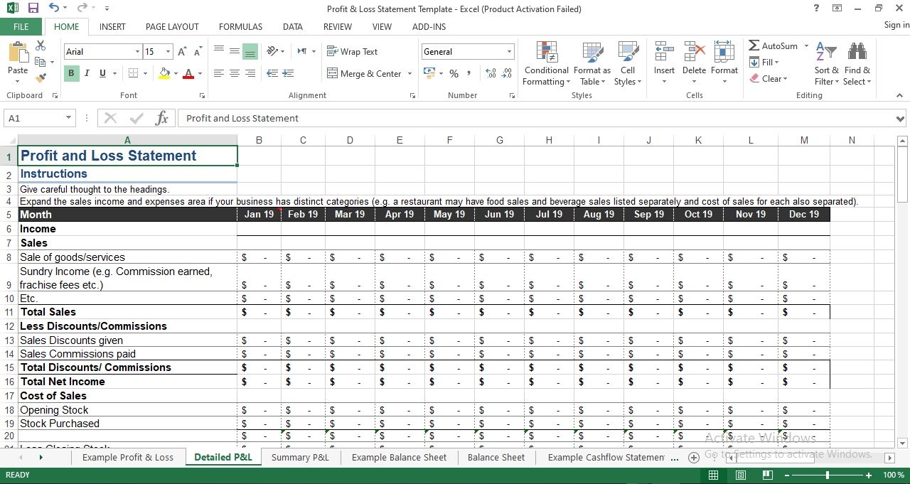 Supreme Info About Profit And Loss Statement Excel Balance Sheet Old 