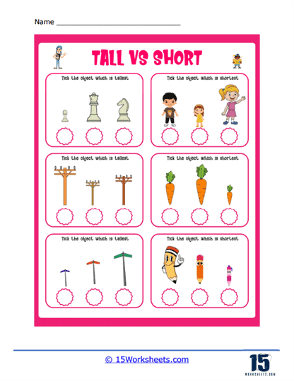 Tall Vs Short Size Comparison Worksheets K5 Learning Worksheets Library