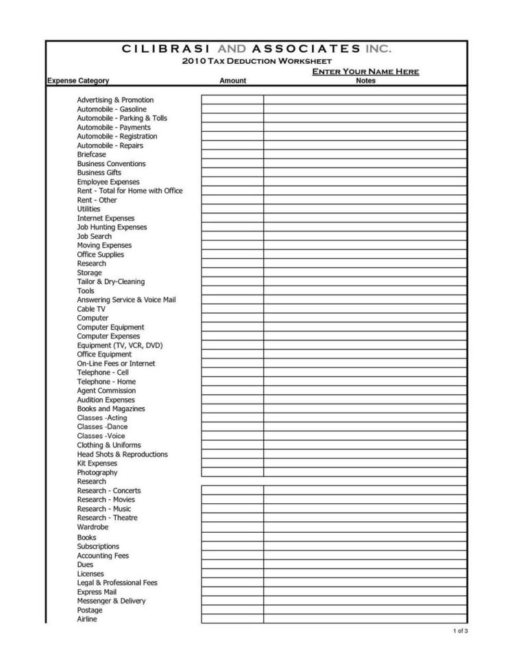 Tax Itemized Deductions Worksheet Universal Network Db excel