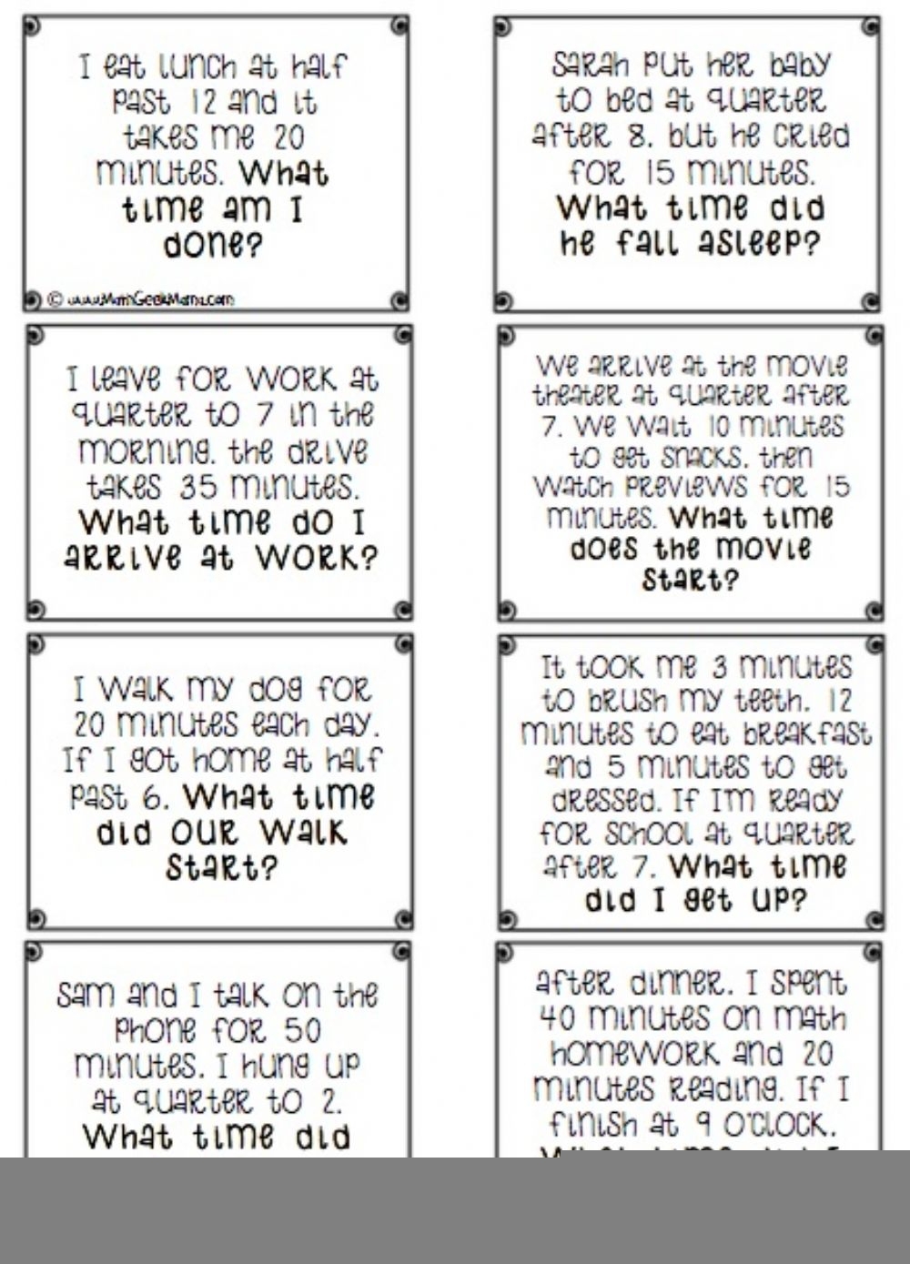 Telling Time Problem Solving Worksheets Telling Time Worksheets