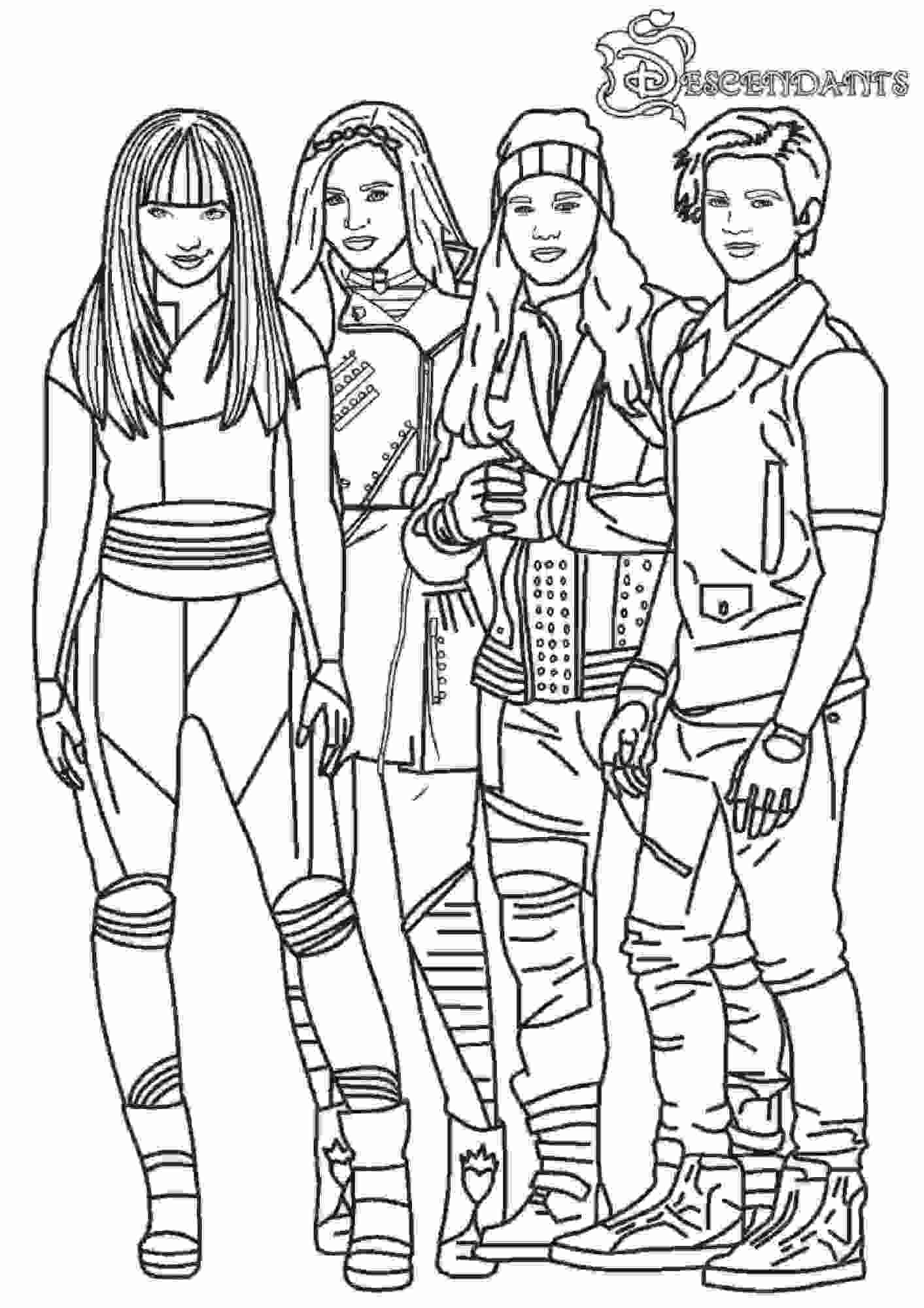 The Main Characters From Descendant Movie Coloring Page Free 