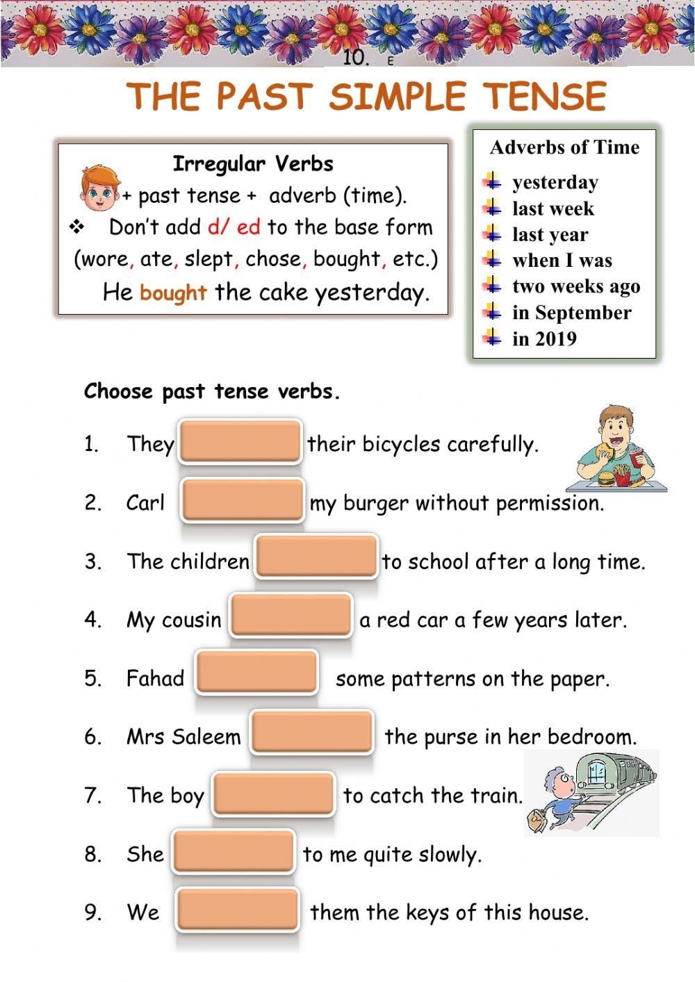 The Past Simple Tense Interactive Worksheet Simple Past Verbs Simple